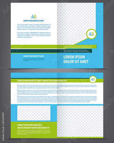 Vector empty brochure template design with blue elements