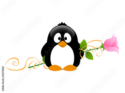 Penguin with rose