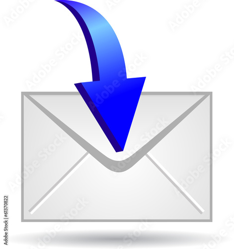 Letter with blue arrow