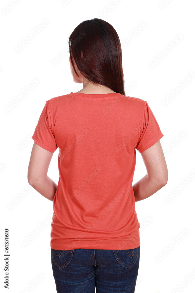 female with blank t-shirt (back side) female with blank t-shirt (back side)