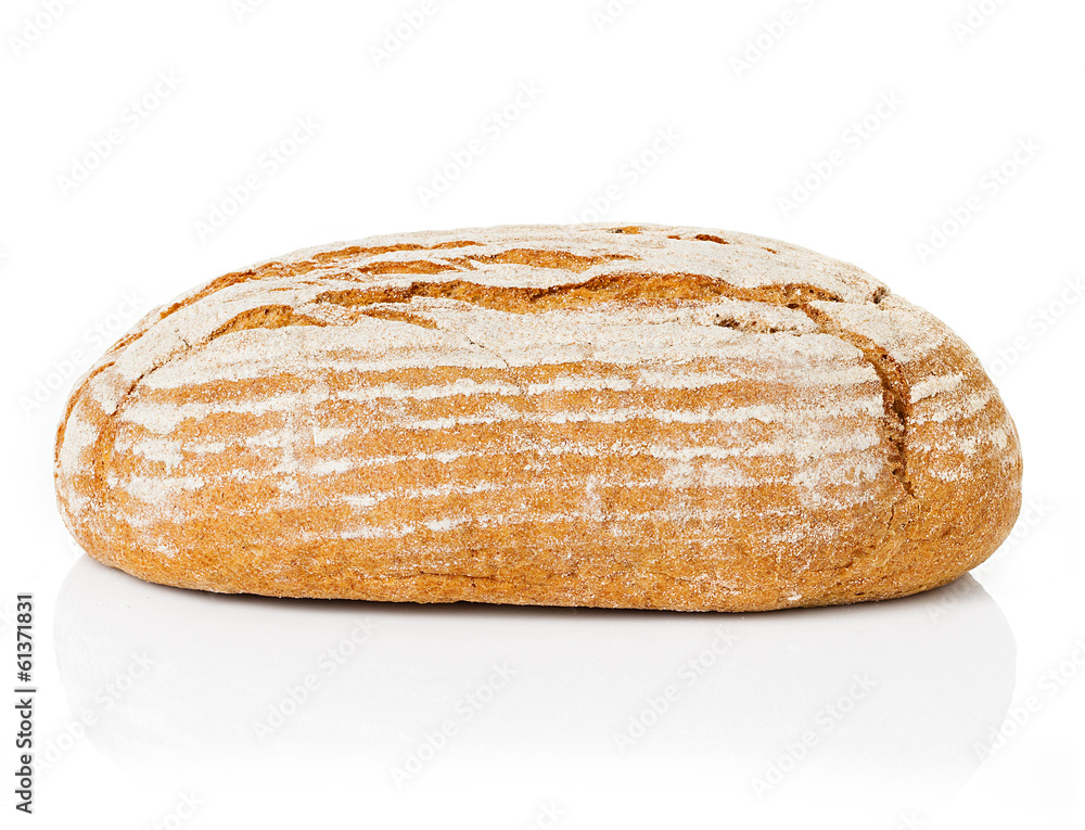 Large loaf of rye bread isolated on white Large loaf of rye bread isolated on white