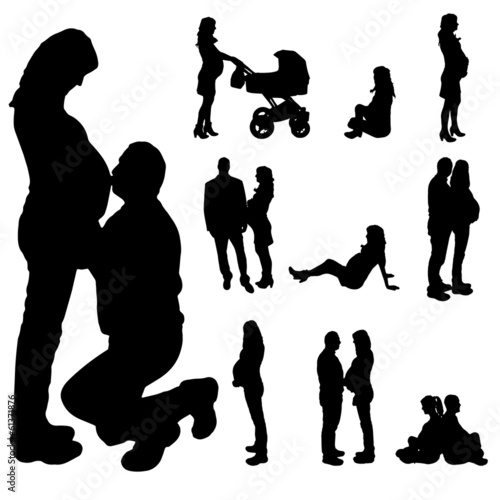 Vector silhouette of a pregnant woman.