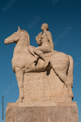 Monument of a naked women on horse in Geneva, Switzerland, Swiss