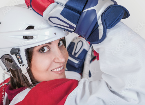 Photography Beautiful ice hockey female player fashion portrait