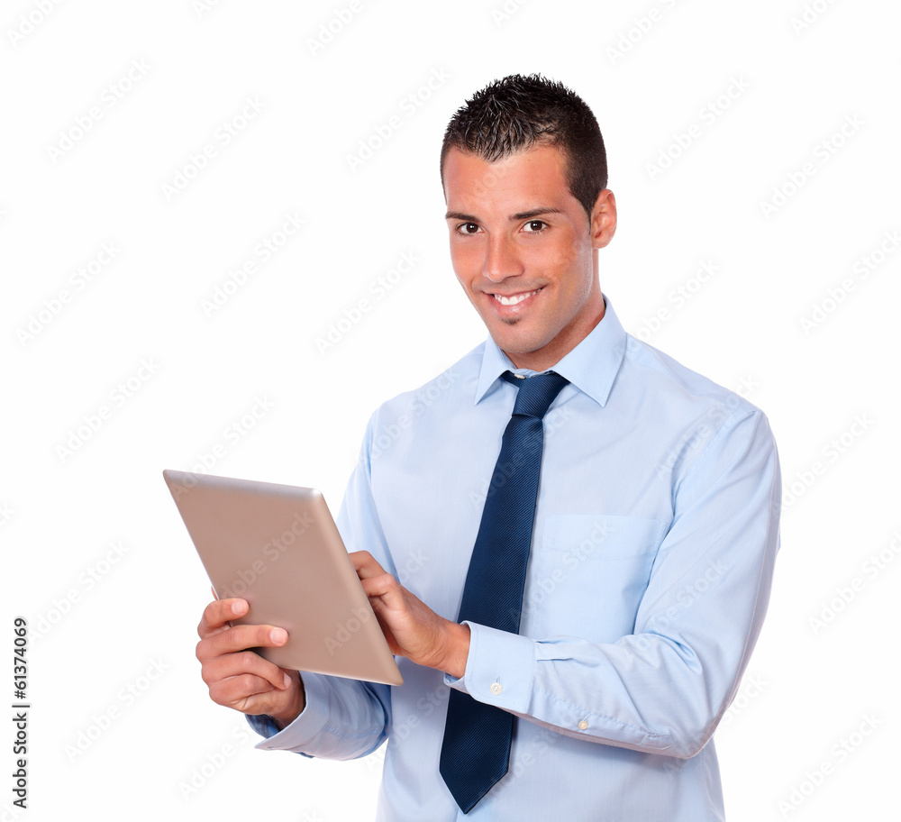 Fashionable man working with his tablet pc Fashionable man working with his tablet pc