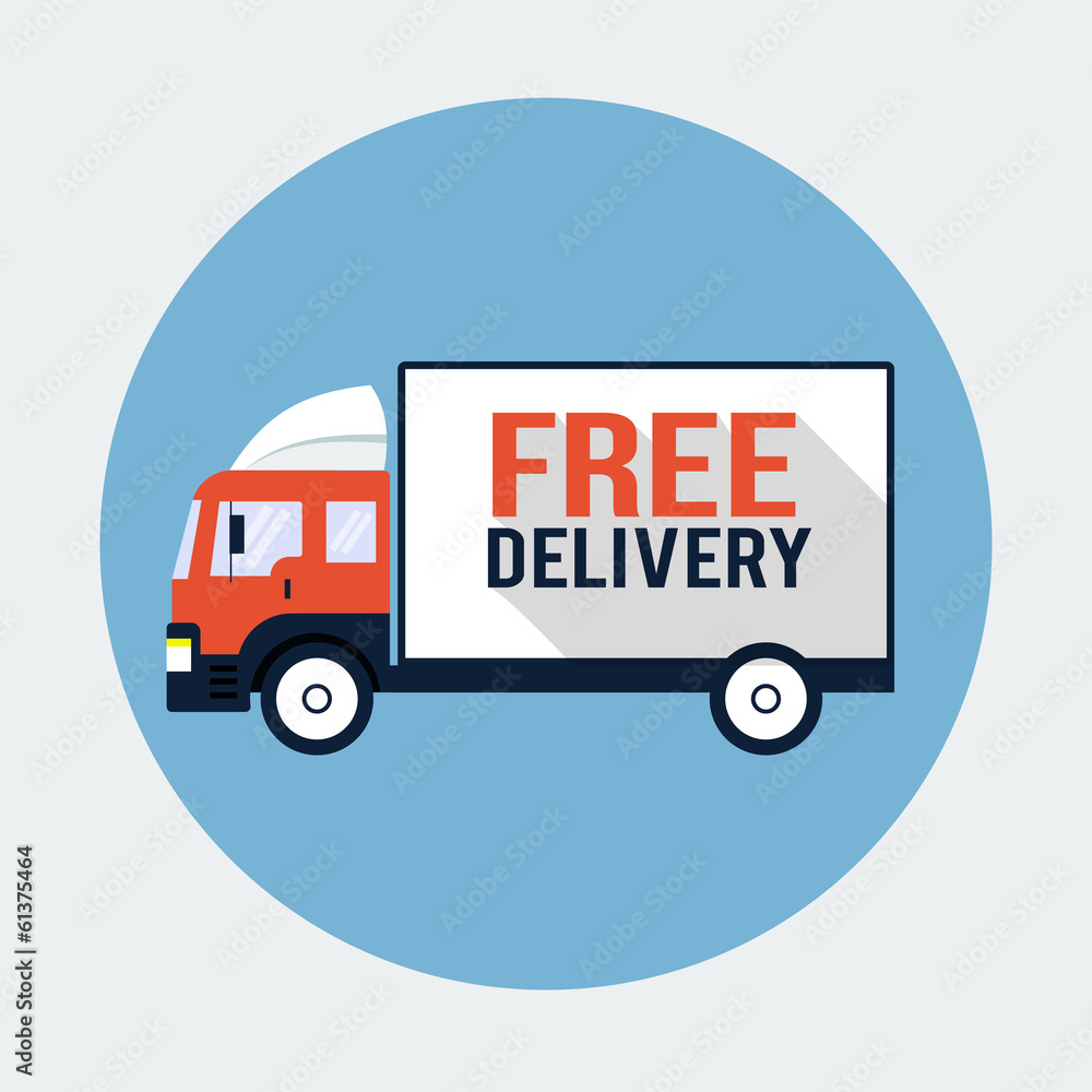 Free Delivery Truck Flat Icon