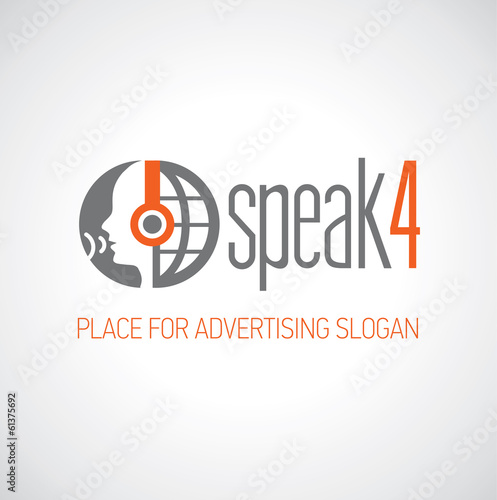 Logotyp słuchaj i mów pomarańczowo-grafitowe