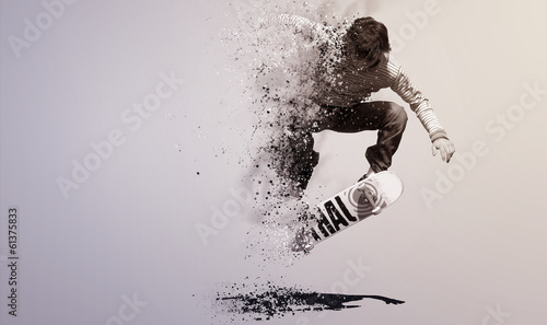 Skateboarding disintegration particles photo