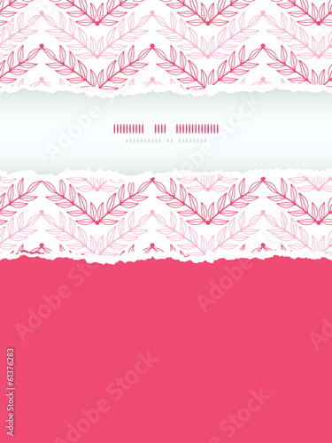 Vector Pink lineart leaves chevron vertical torn seamless