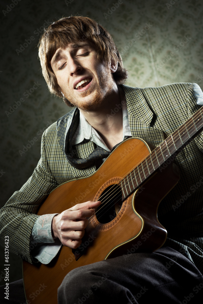 Obraz premium 1960s style guitarist