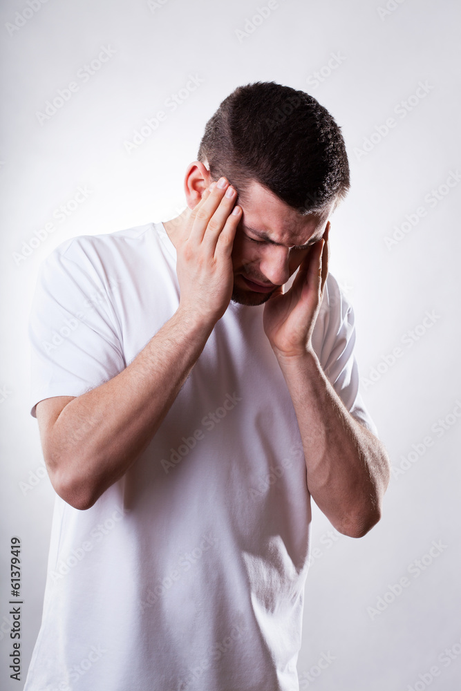 Man with stong headache Man with stong headache