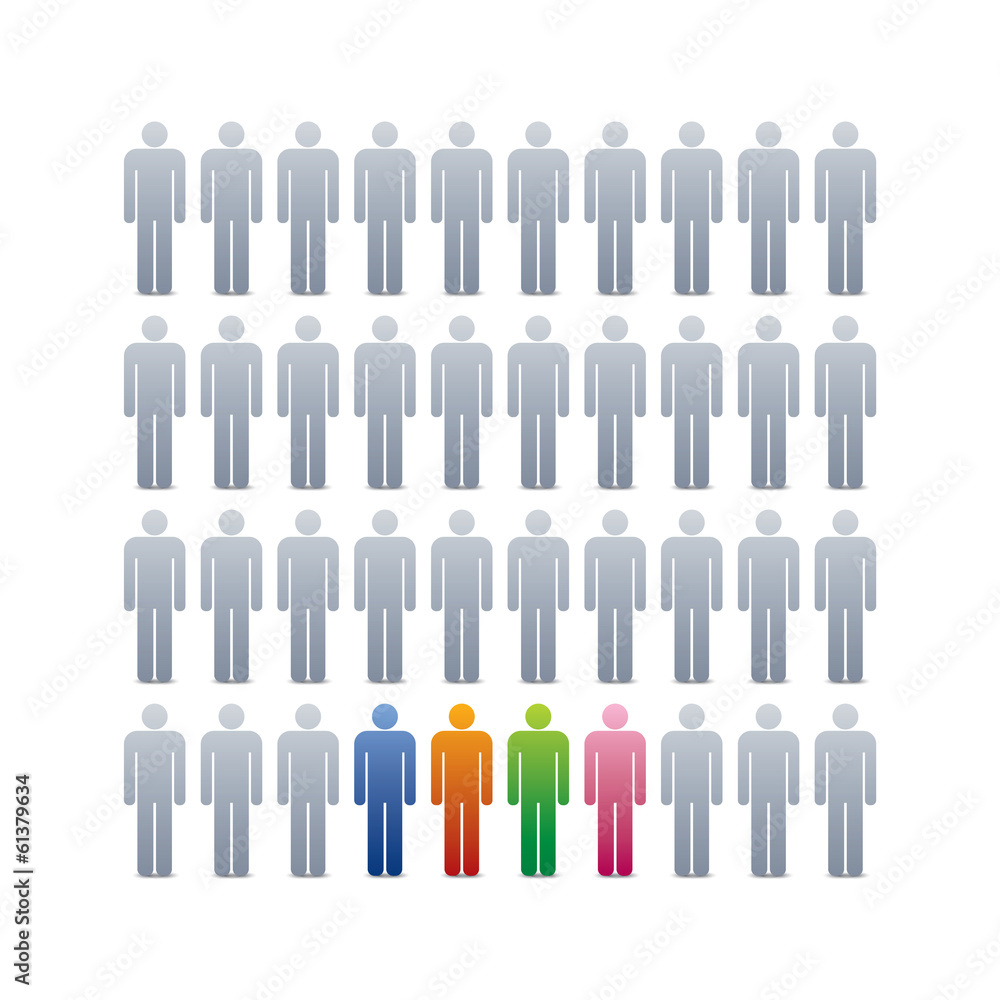 illustration of people icons, concept of stand out from crowd illustration of people icons, concept of stand out from crowd