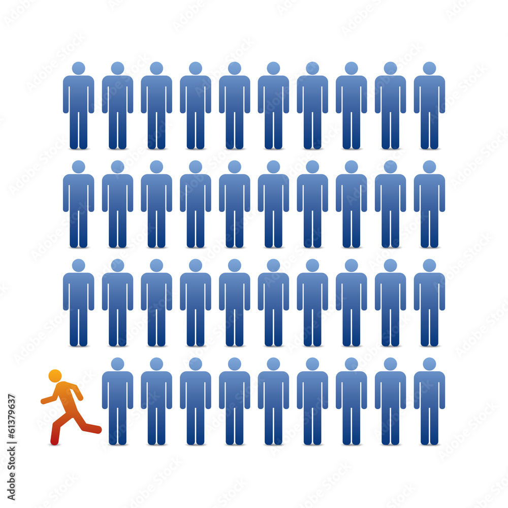 illustration people icons with one facing out from the crowd illustration people icons with one facing out from the crowd