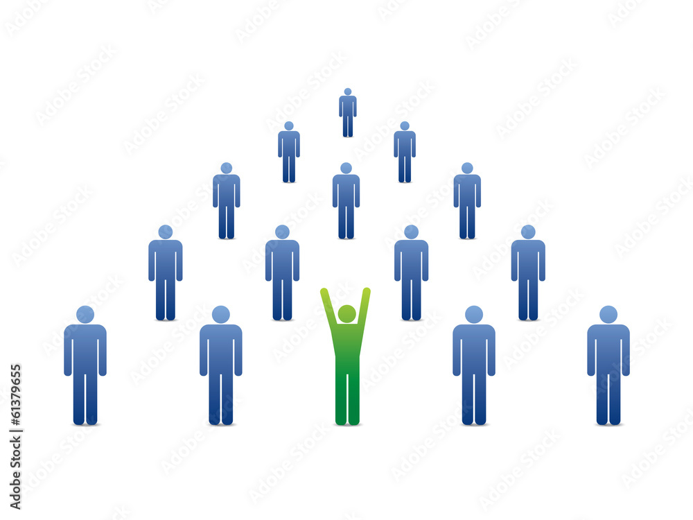 group of people icons with green leader ahead group of people icons with green leader ahead