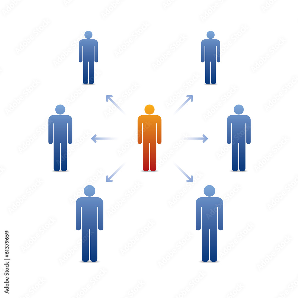 people silhouettes with leader in the center people silhouettes with leader in the center