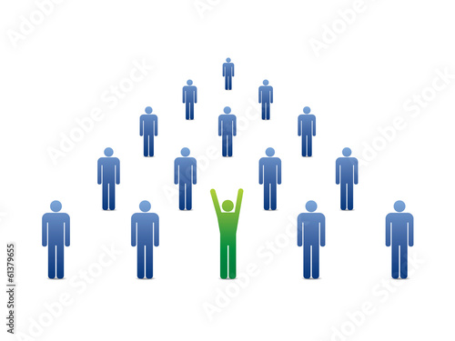 group of people icons with green leader ahead