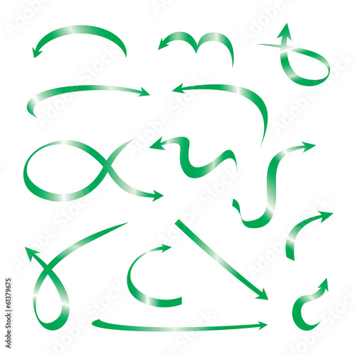 set of green curved arrows