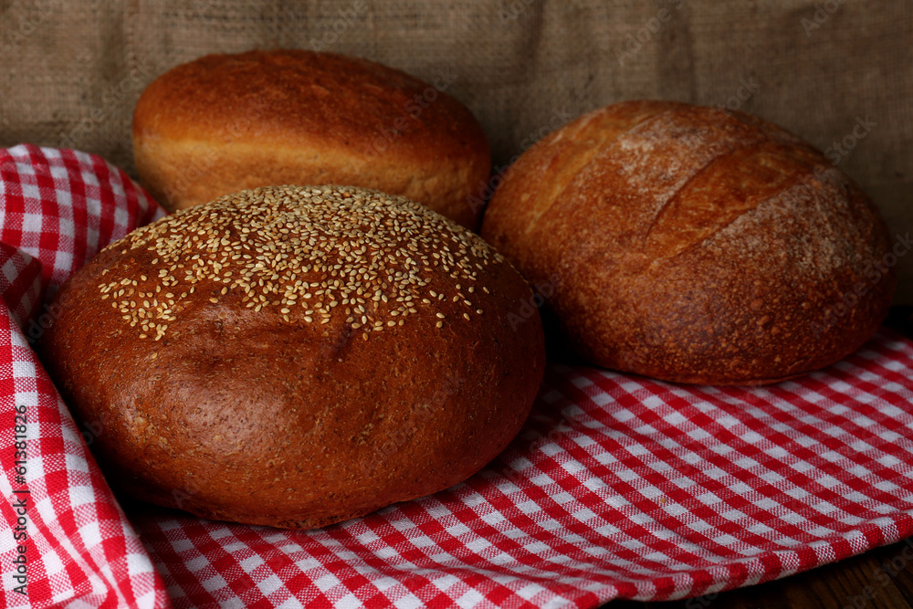 Loafs of bread close up