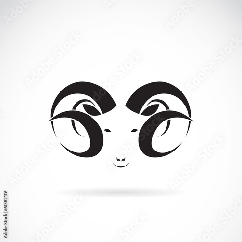 Vector of a big ram isolated on white background. Animal.
