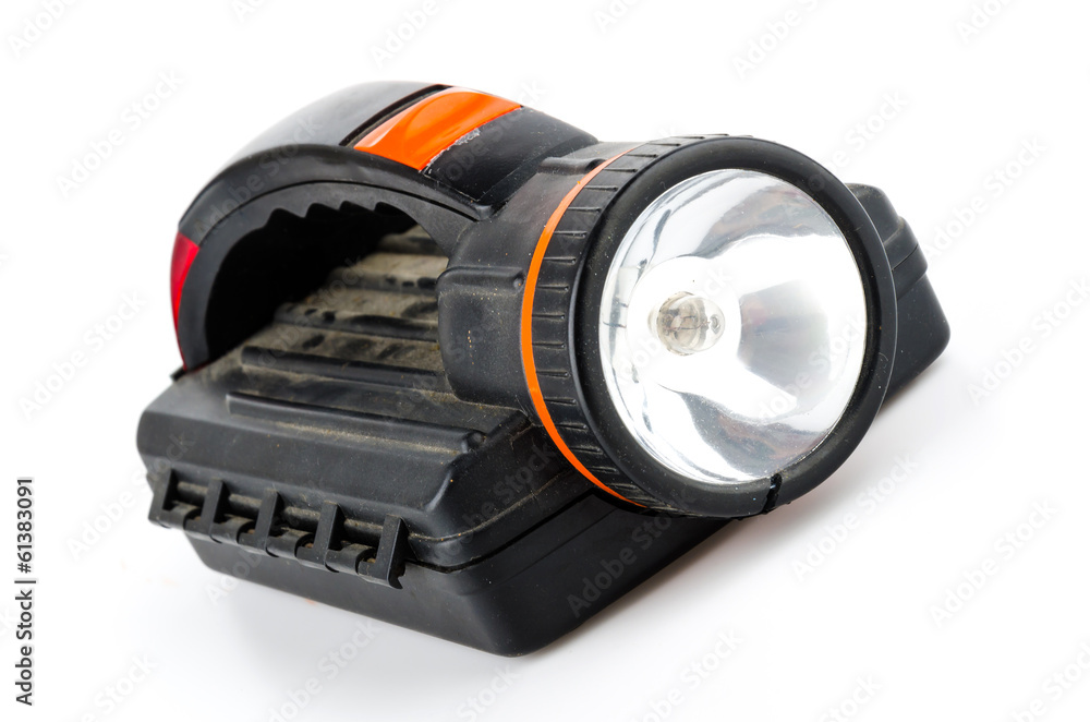 Black flashlight isolated on white background Black flashlight isolated on white background