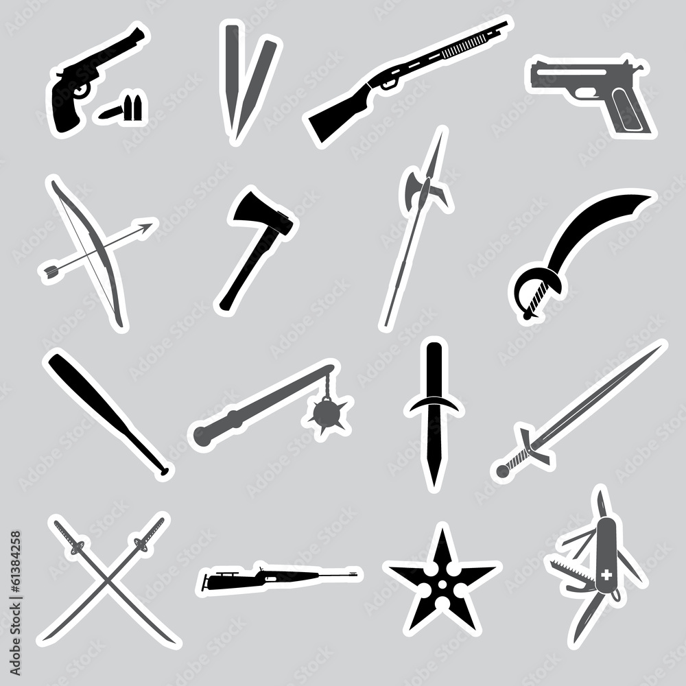 weapons and guns stickers eps10 weapons and guns stickers eps10