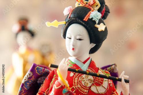 Still life Cute japanese geisha doll