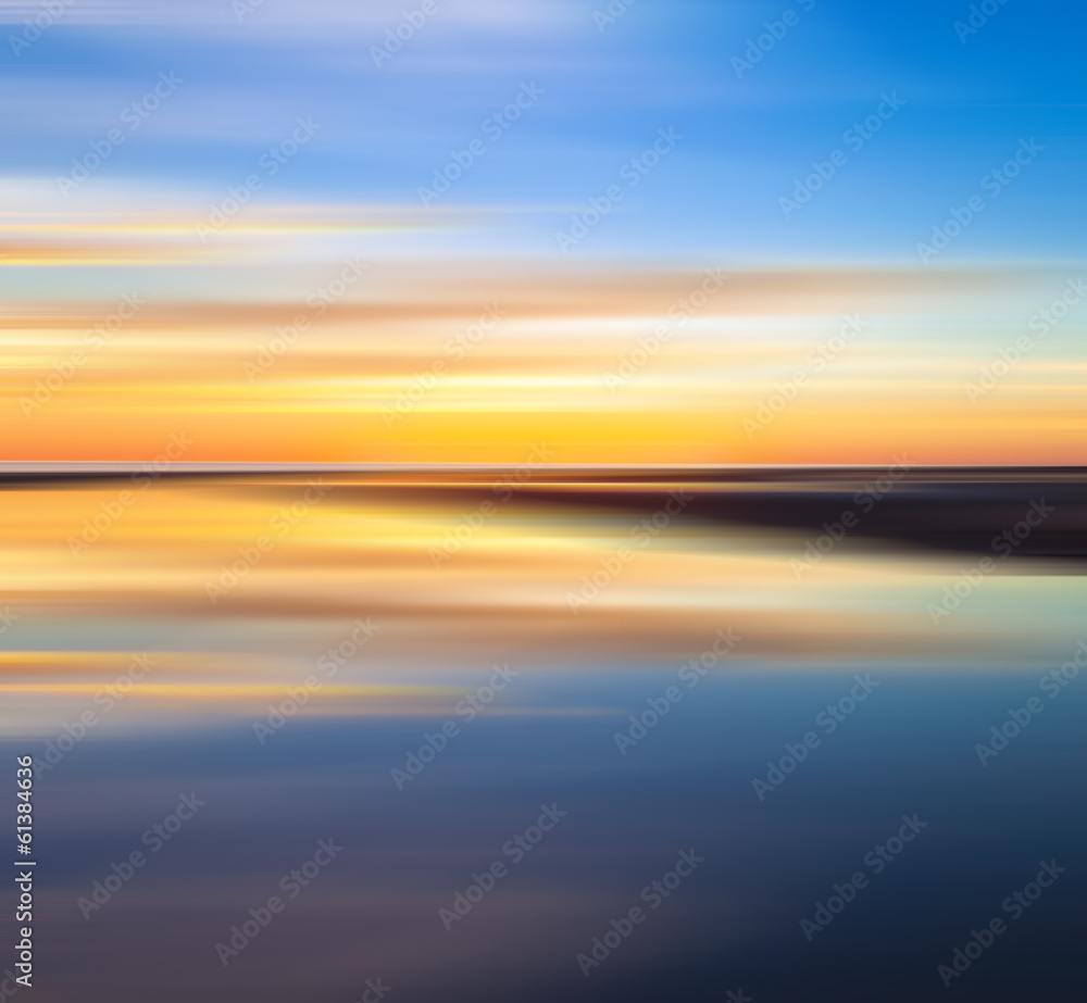Reflection of colorful sunset with long exposure effect