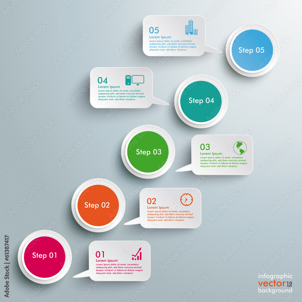 Circles Chart 5 Options Speech Bubbles