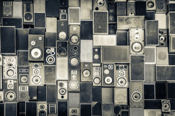 Keuken achterwand Voor hem Vintage muziekspeakers in monochrome stijl  © Martin M303