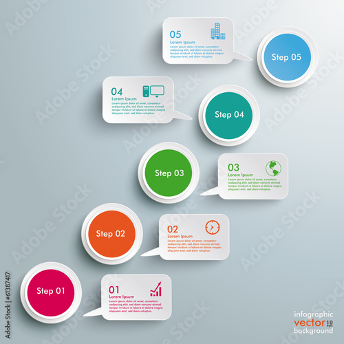 Circles Chart 5 Options Speech Bubbles