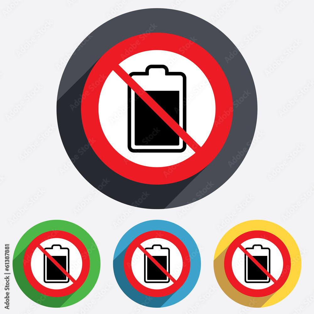 No Battery level sign icon. Electricity symbol. No Battery level sign icon. Electricity symbol.