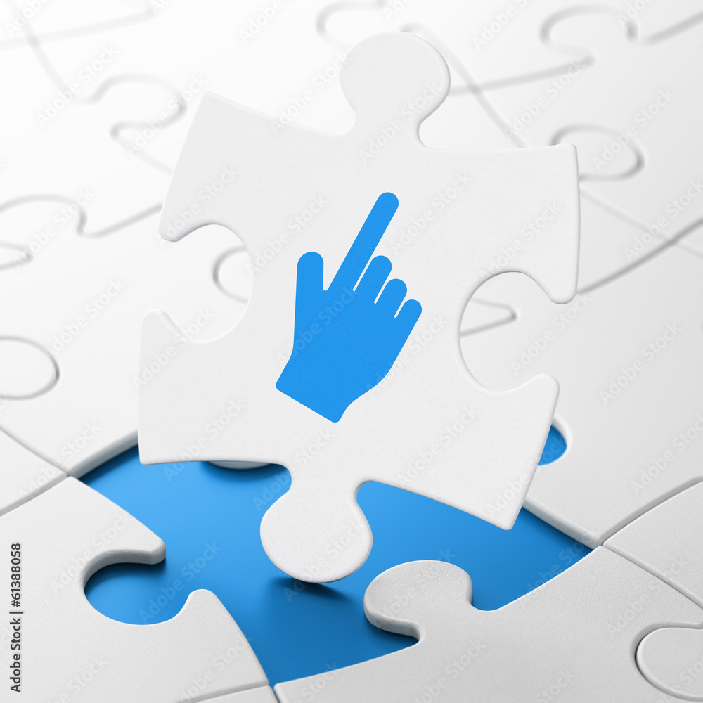 Web development concept: Mouse Cursor on puzzle background Web development concept: Mouse Cursor on puzzle background