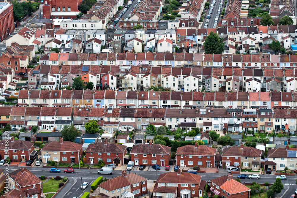 Aerial views of houses