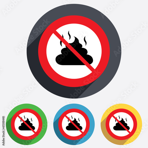 No Feces sign icon. Clean up after pets symbol.