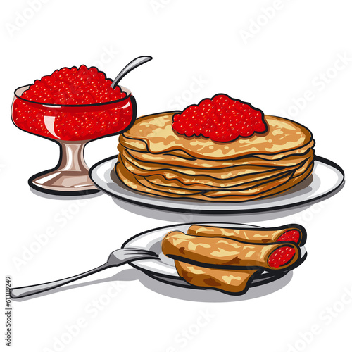 pancakes with red caviar