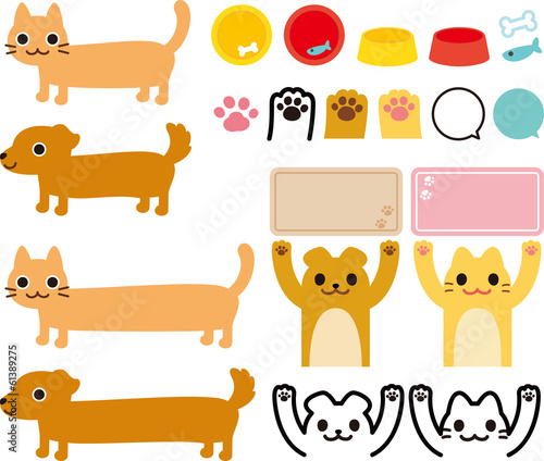 猫と犬のファンシーな素材