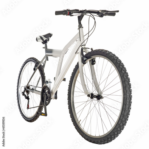mountain bike isolated on white background, frontal view