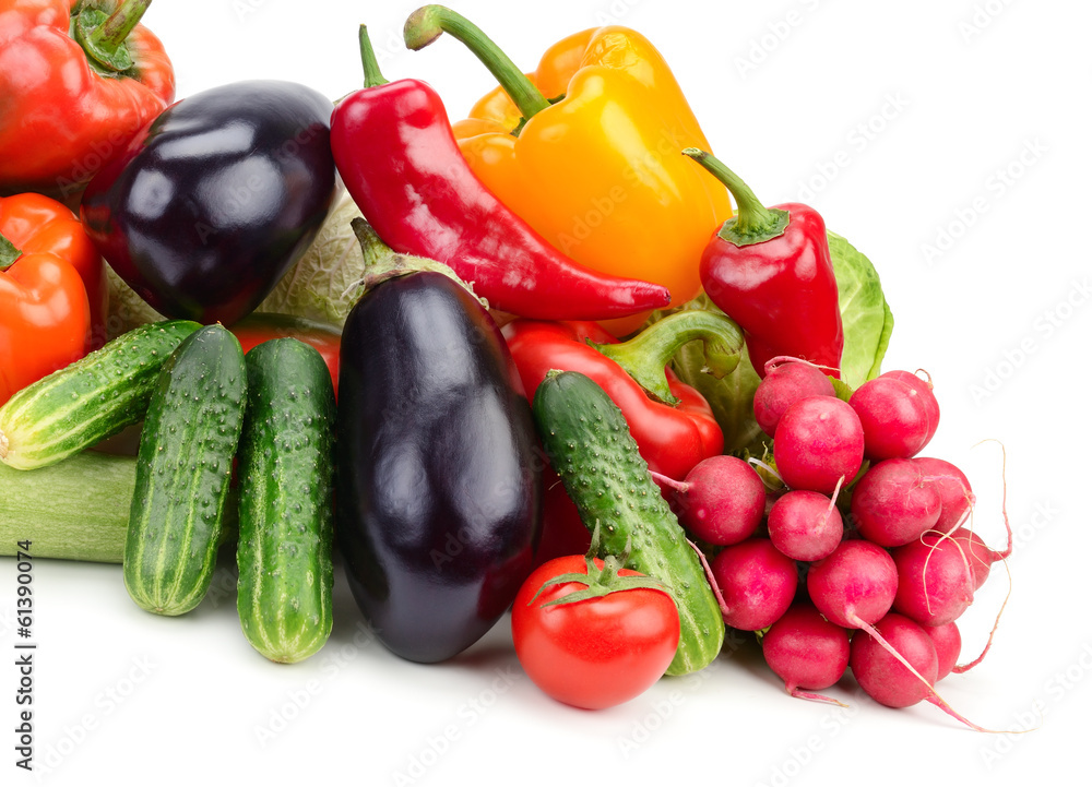 collection vegetables isolated on white