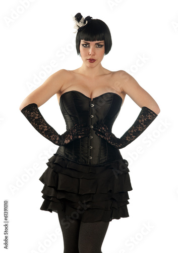 attractive woman in corset posing