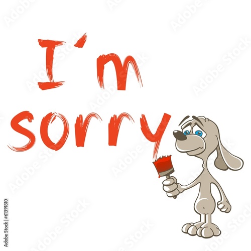 Sorry - Sad dog - Apologize ,Painting,Writting