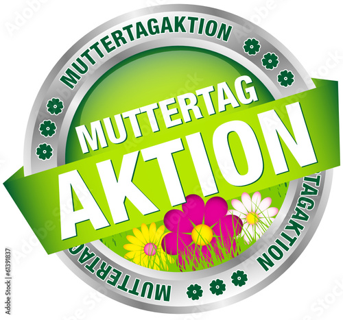 Button Banner "Muttertagaktion" Blumen grün/silber