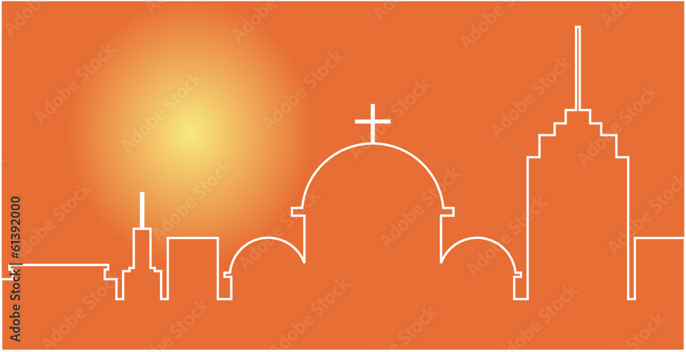 Obraz premium skyline at sunset or sunrise