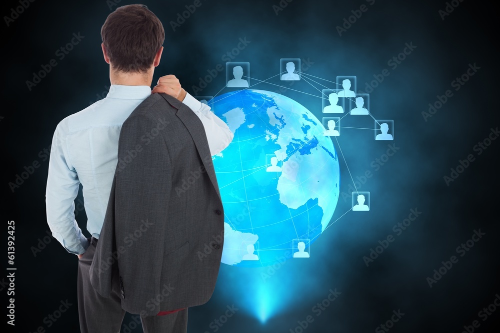 Composite image of businessman holding his jacket Composite image of businessman holding his jacket