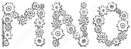 Vector alphabet of caricature letters from spinning gears