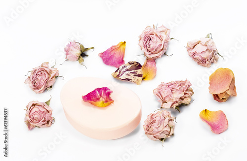 soap and dry rose petals
