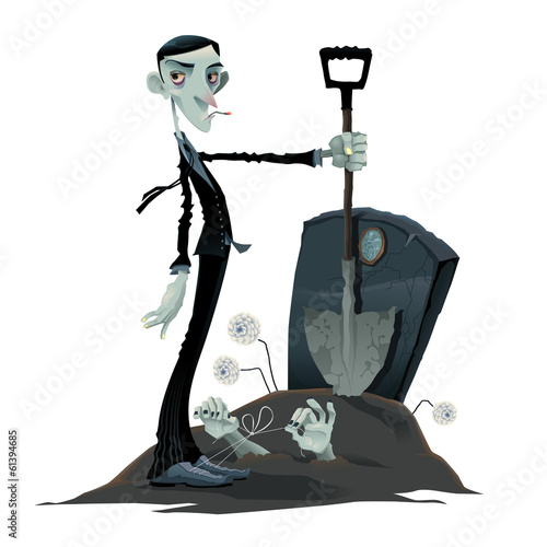 Funny scene in the cemetery.