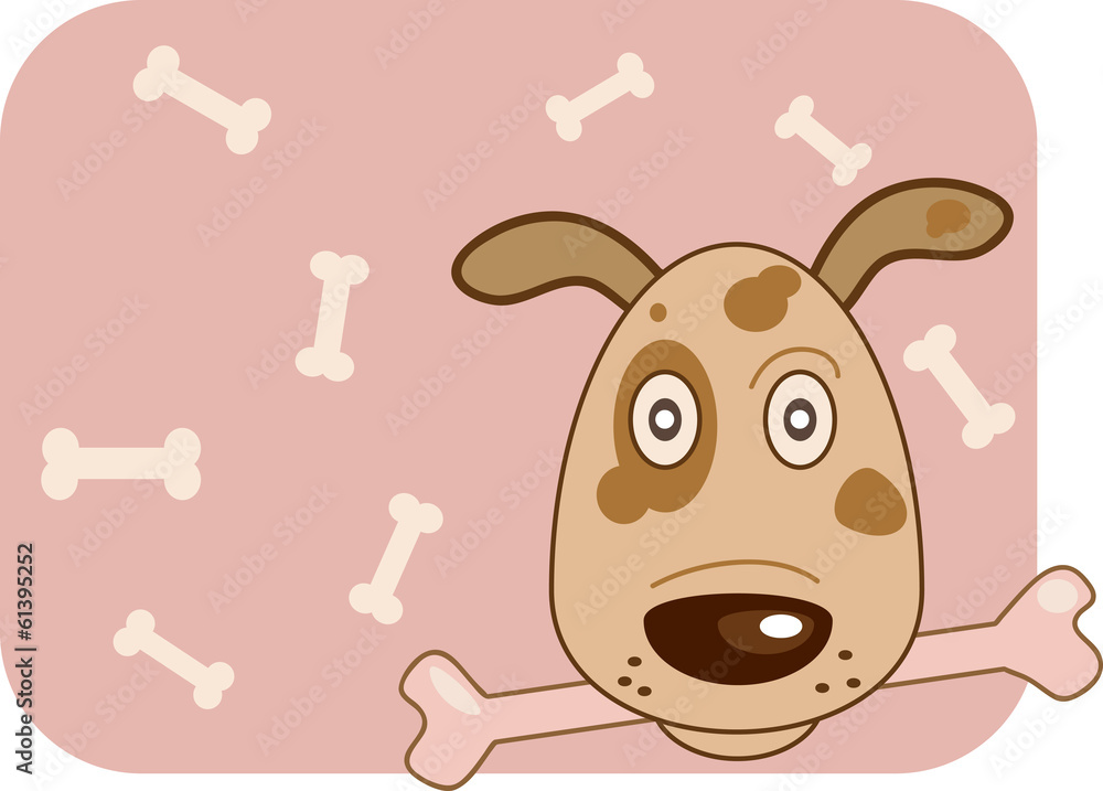 Fototapeta premium Illustration of a funny cartoon dog and bone.