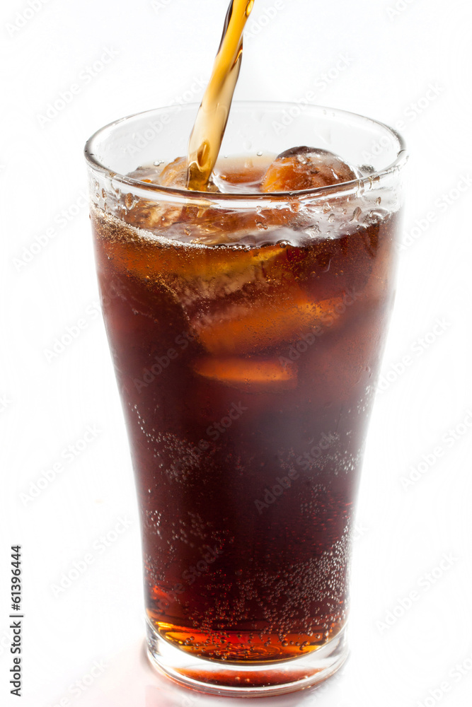 Full glass of cola, isolated on white background Full glass of cola, isolated on white background
