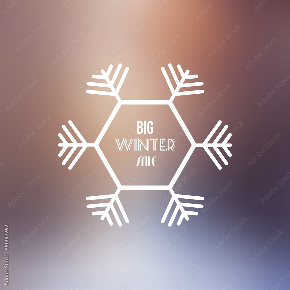 Big Winter Sale Vector Retro Badge with Blurred Background Big Winter Sale Vector Retro Badge with Blurred Background