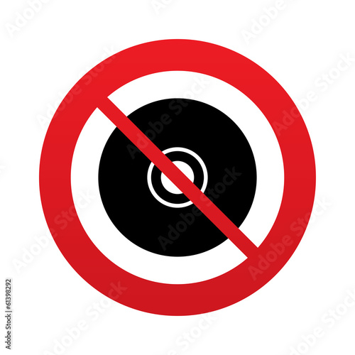 No CD or DVD sign icon. Compact disc symbol.